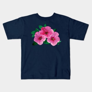 Petunias - Three Pink Petunias Kids T-Shirt